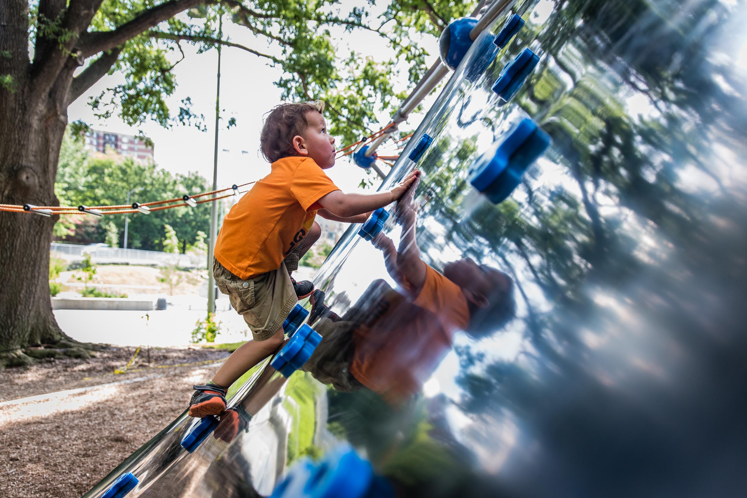 boy climbing at rocky run park in arlington virginia 