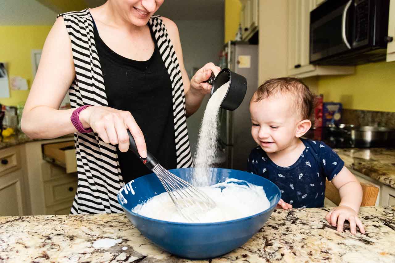 Mom baking with toddler by Northern Virginia Family Photographer Nicole Sanchez