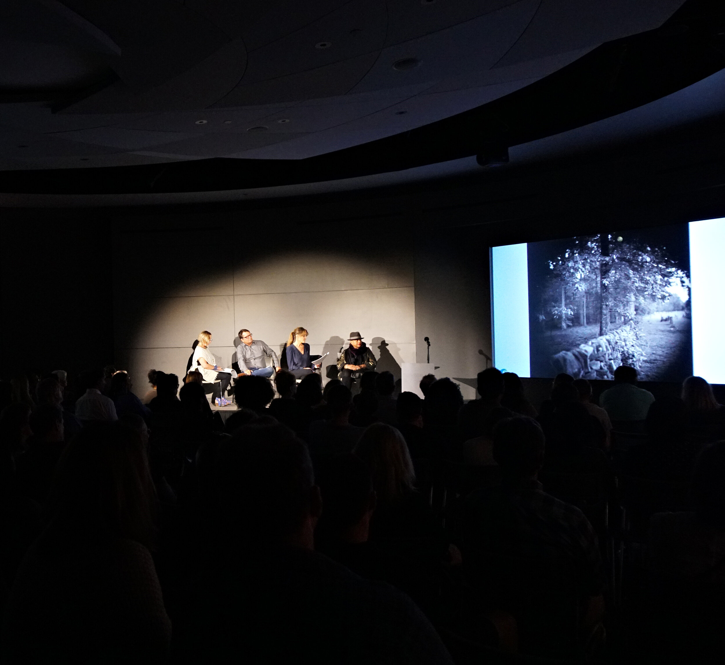  PANEL DISCUSSION FOR THE W/ALL, DEFEND, DIVIDE, AND THE DIVINE EXHIBITION AT THE ANNENBERG SPACE FOR PHOTOGRAPHY, WITH JEN EDWARDS, Ph.D., DEBORAH WILLIS, Ph.D., AND TONY DEL LOS REYES, 2019. 