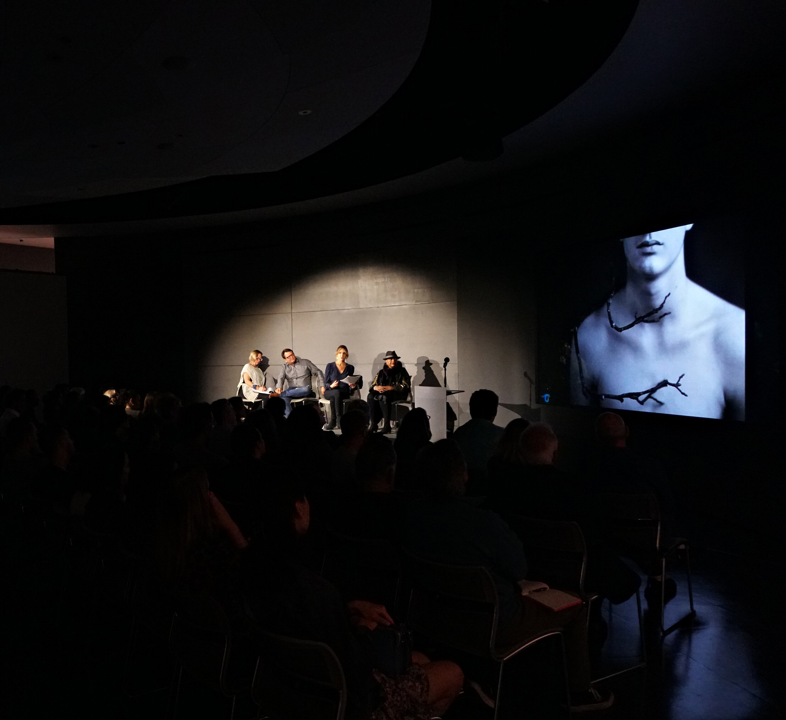  PANEL DISCUSSION FOR THE W/ALL, DEFEND, DIVIDE, AND THE DIVINE EXHIBITION AT THE ANNENBERG SPACE FOR PHOTOGRAPHY, WITH JEN EDWARDS, Ph.D., DEBORAH WILLIS, Ph.D., AND TONY DEL LOS REYES, 2019. 