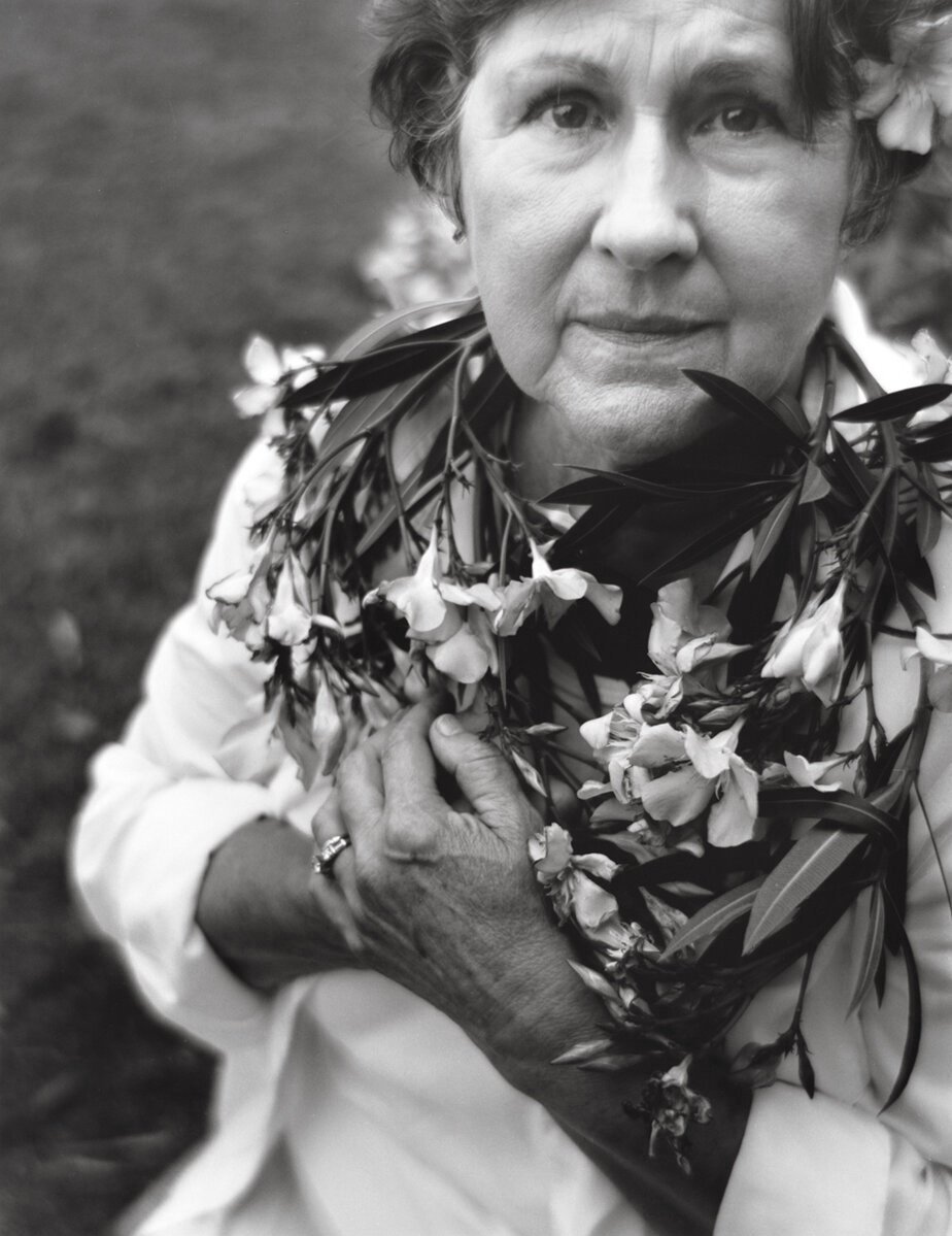  MOM AND OLEANDER WREATH, 2004  GELATIN SILVER PHOTOGRAPH 