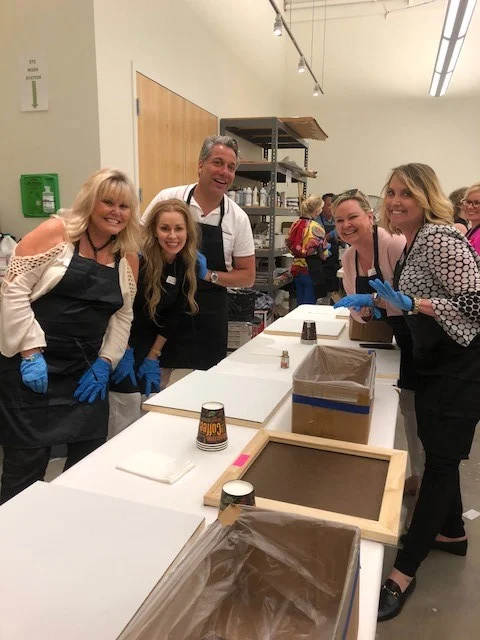 Our art experiment with Jennifer Clark, Lisa Lalounis, Thom Filicia, Linda Burnside! and Adrienne Faulkner.