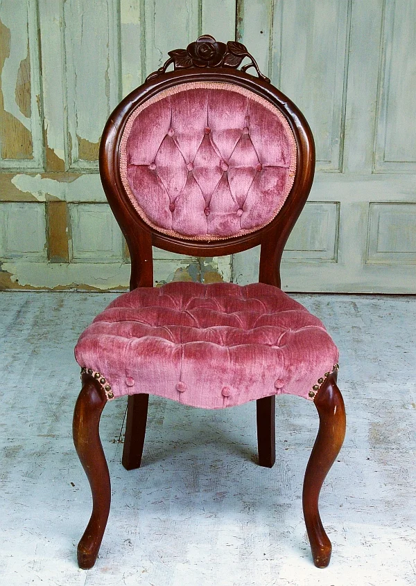 Red Velvet Vintage Chair (rental) $40