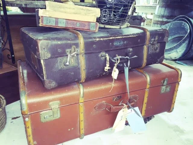 Vintage Wood-Ribbed Suitcases (rental) $15-20