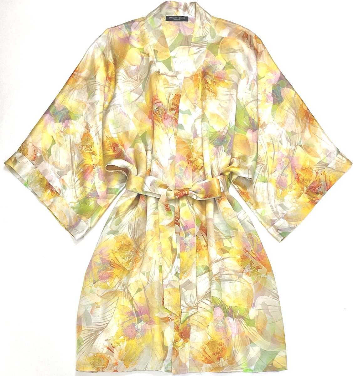 Classic silk short kimono robe
