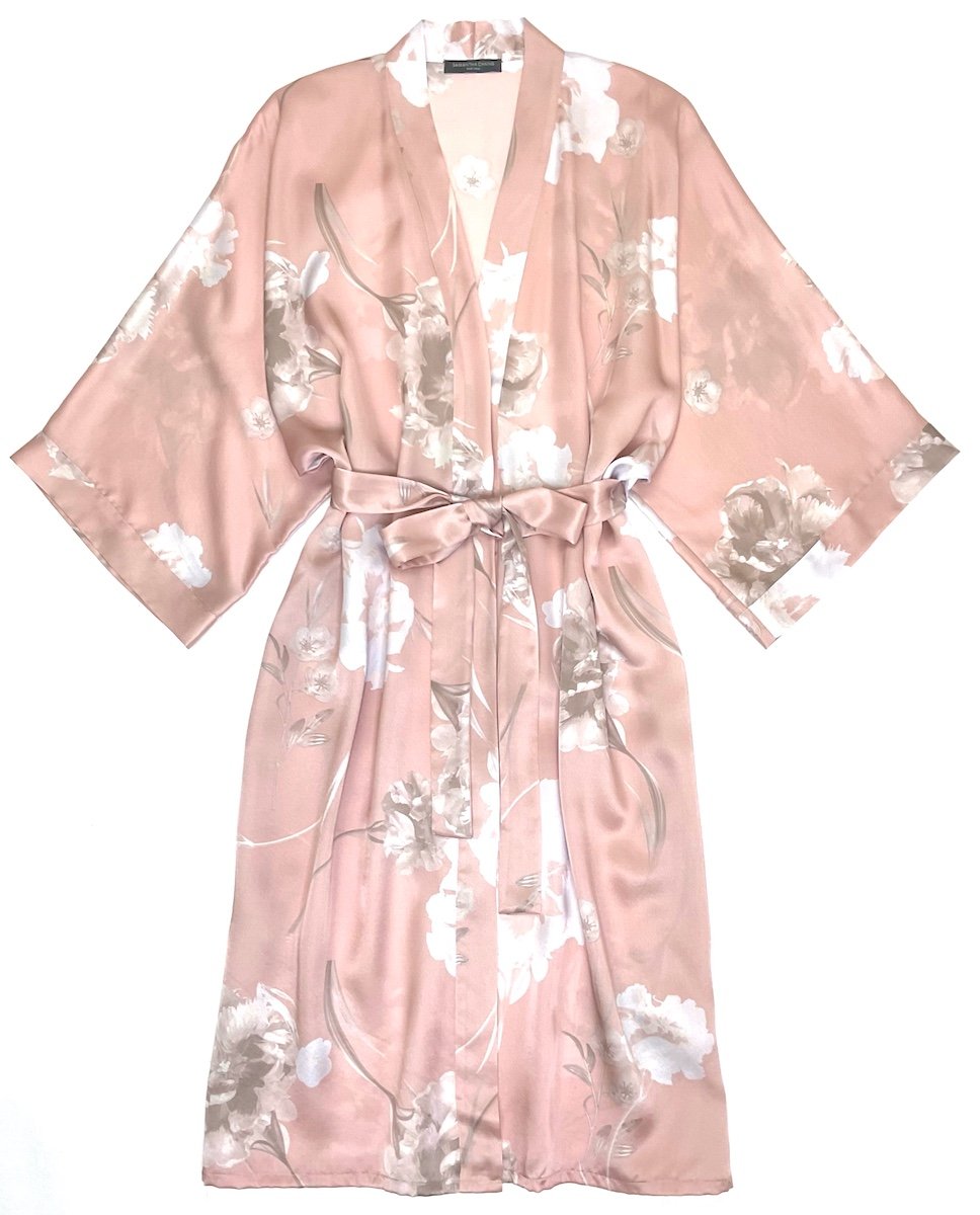 Classic silk waltz length kimono robe