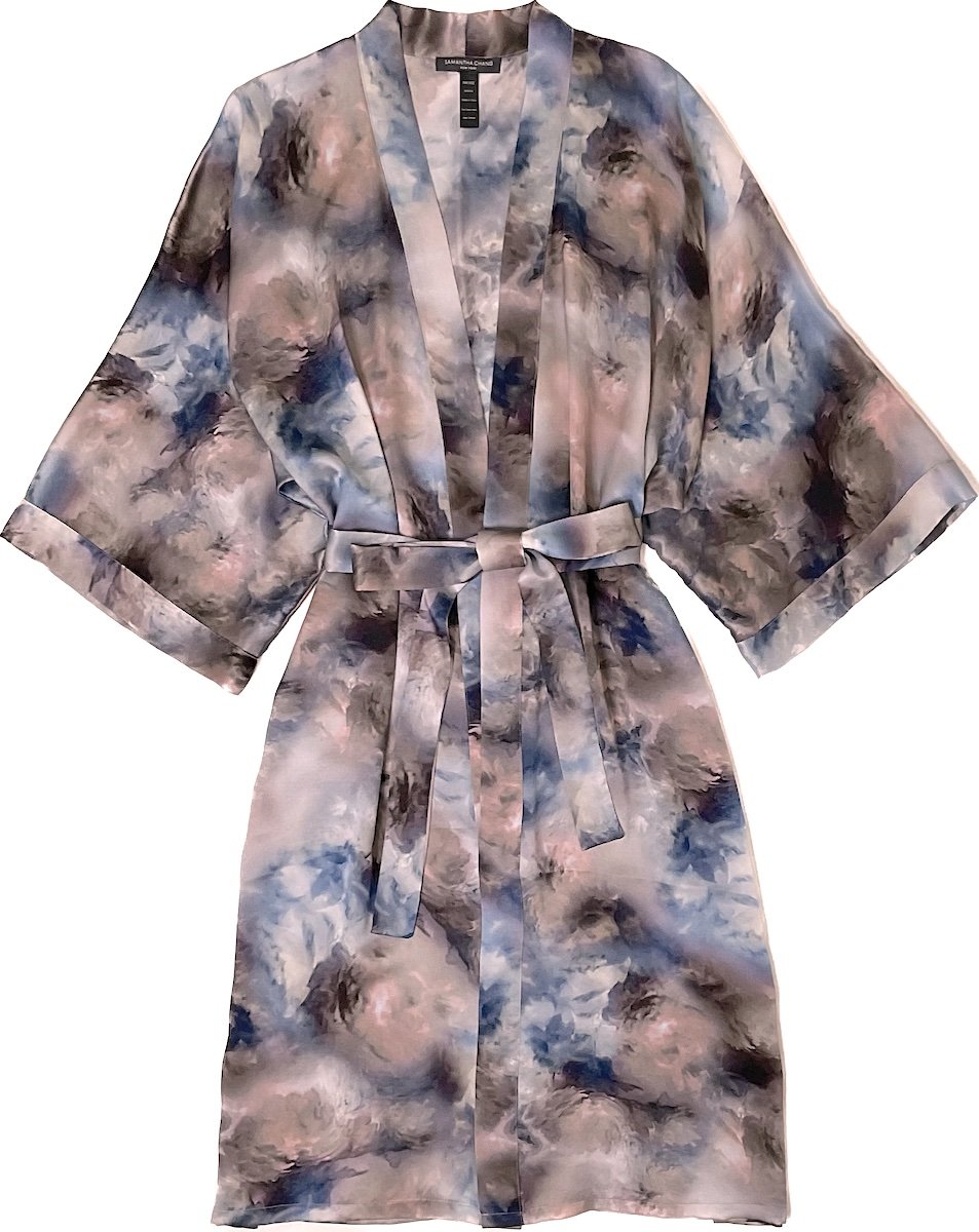 Classic silk short kimono robe