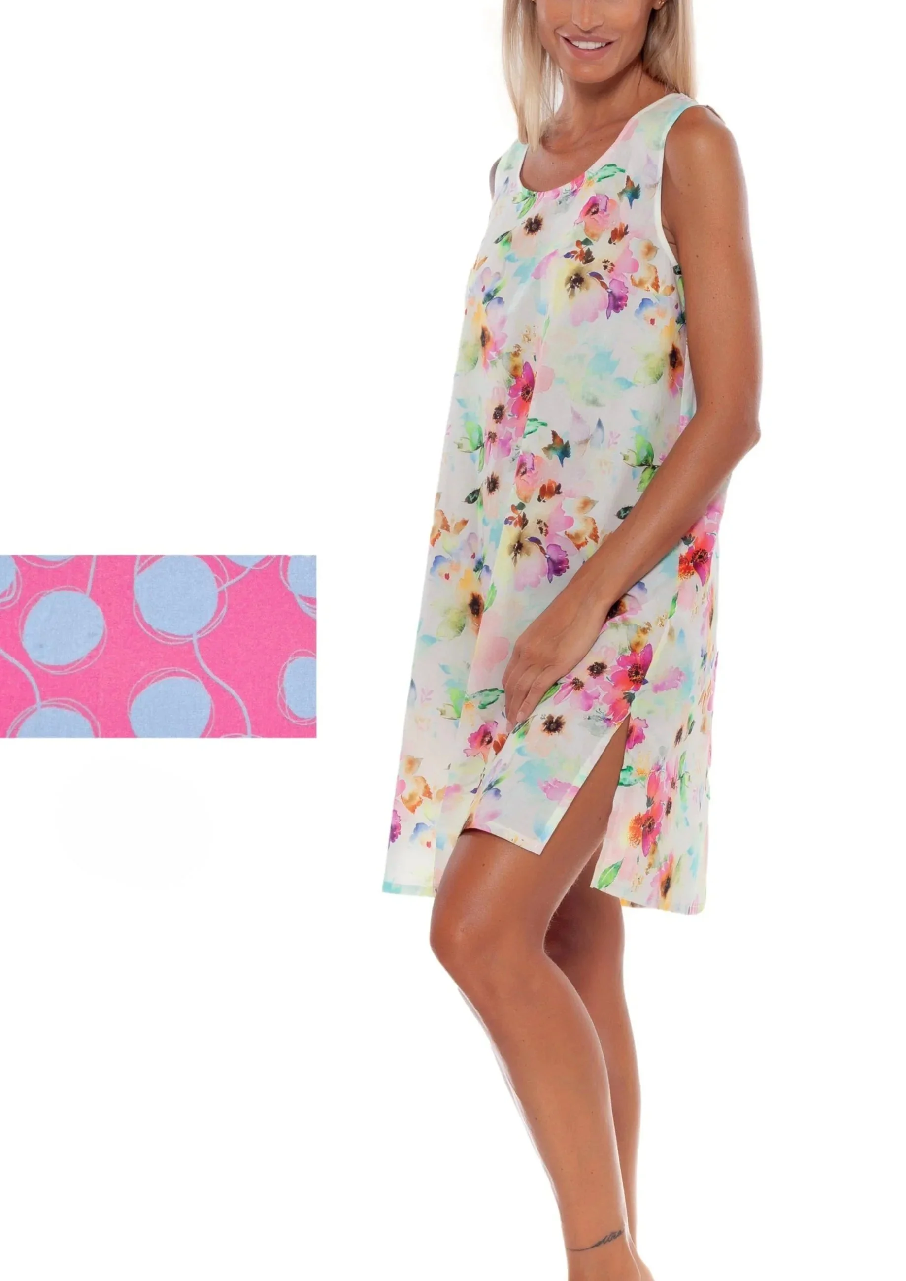 Bianchi of Italy cotton printed short tank nightgown