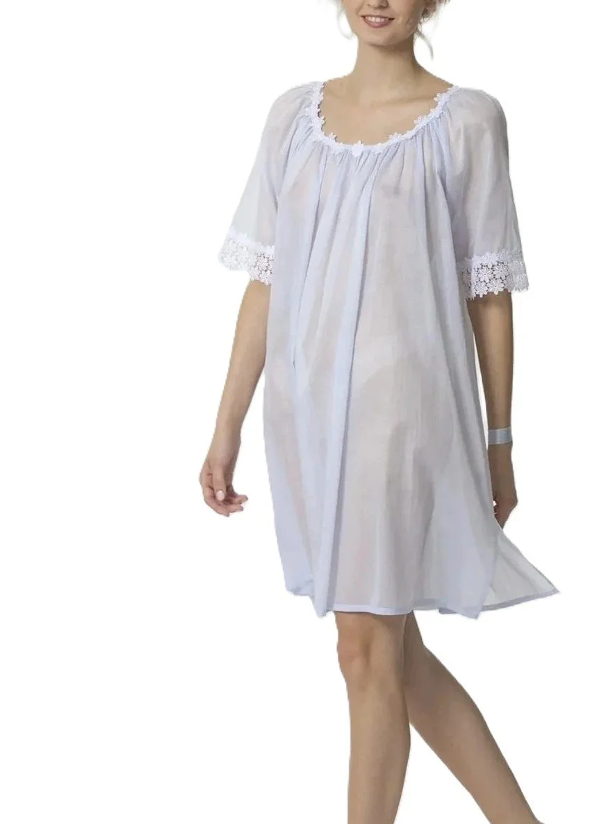 Celestine Swiss cotton short nightgown. Available in white only.
