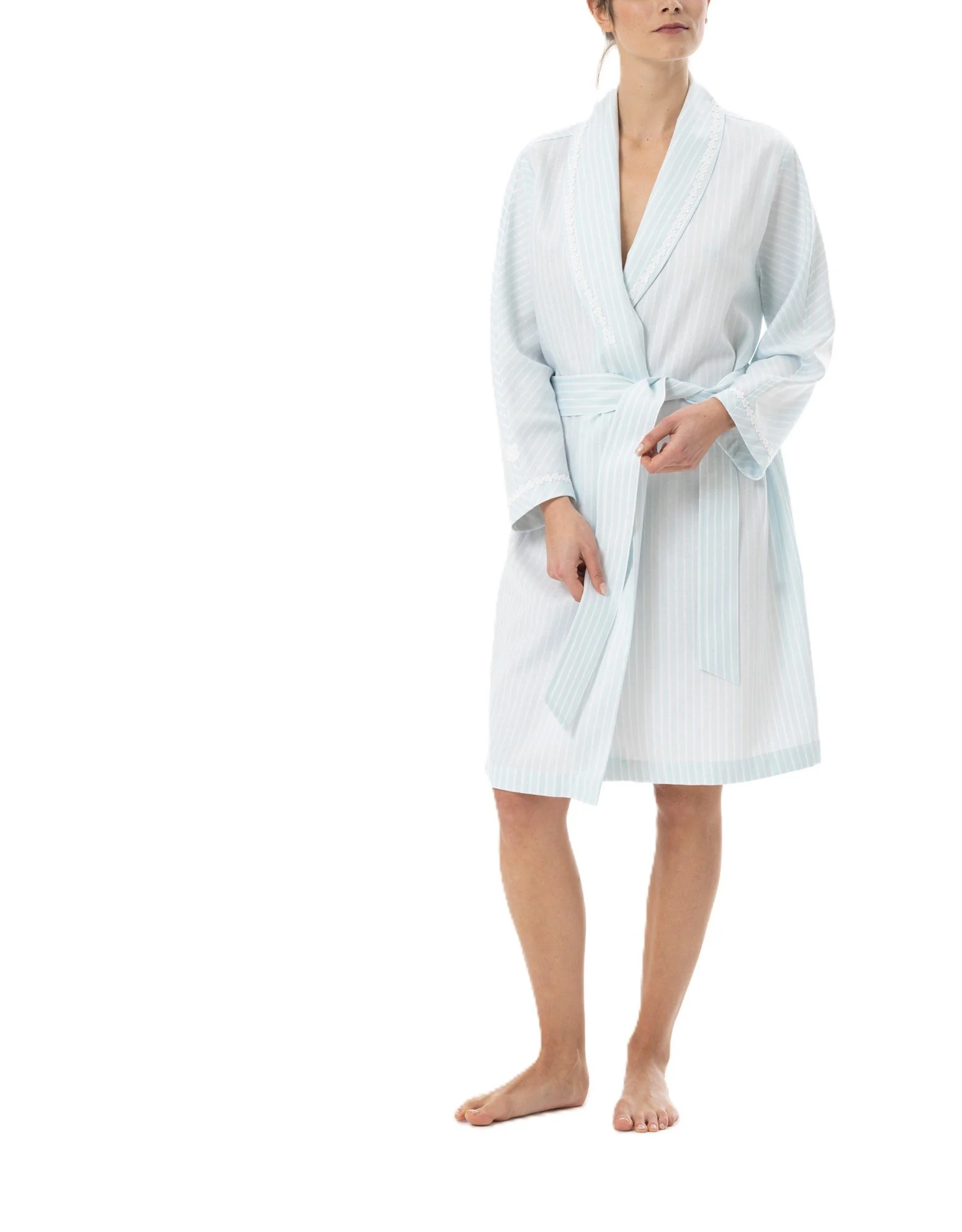Celestine cotton flannel cashmere-soft short wrap robe