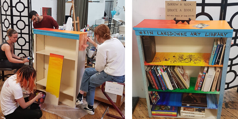 Before and after: painting the Akin Lansdowne Art Library together!