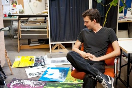 2011 - Michael Vickers in studio with art