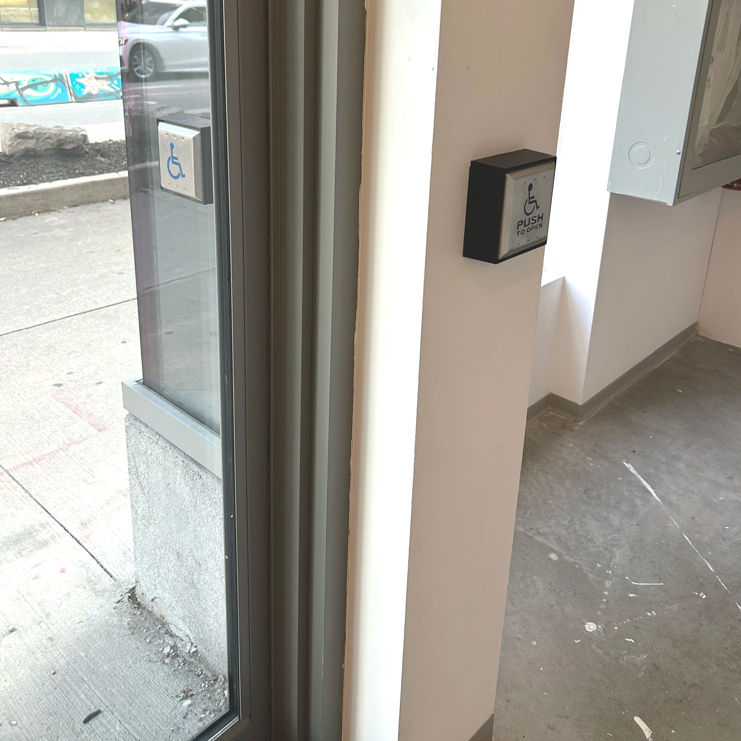 Accessible entrance buttons - Exterior &amp; Interior