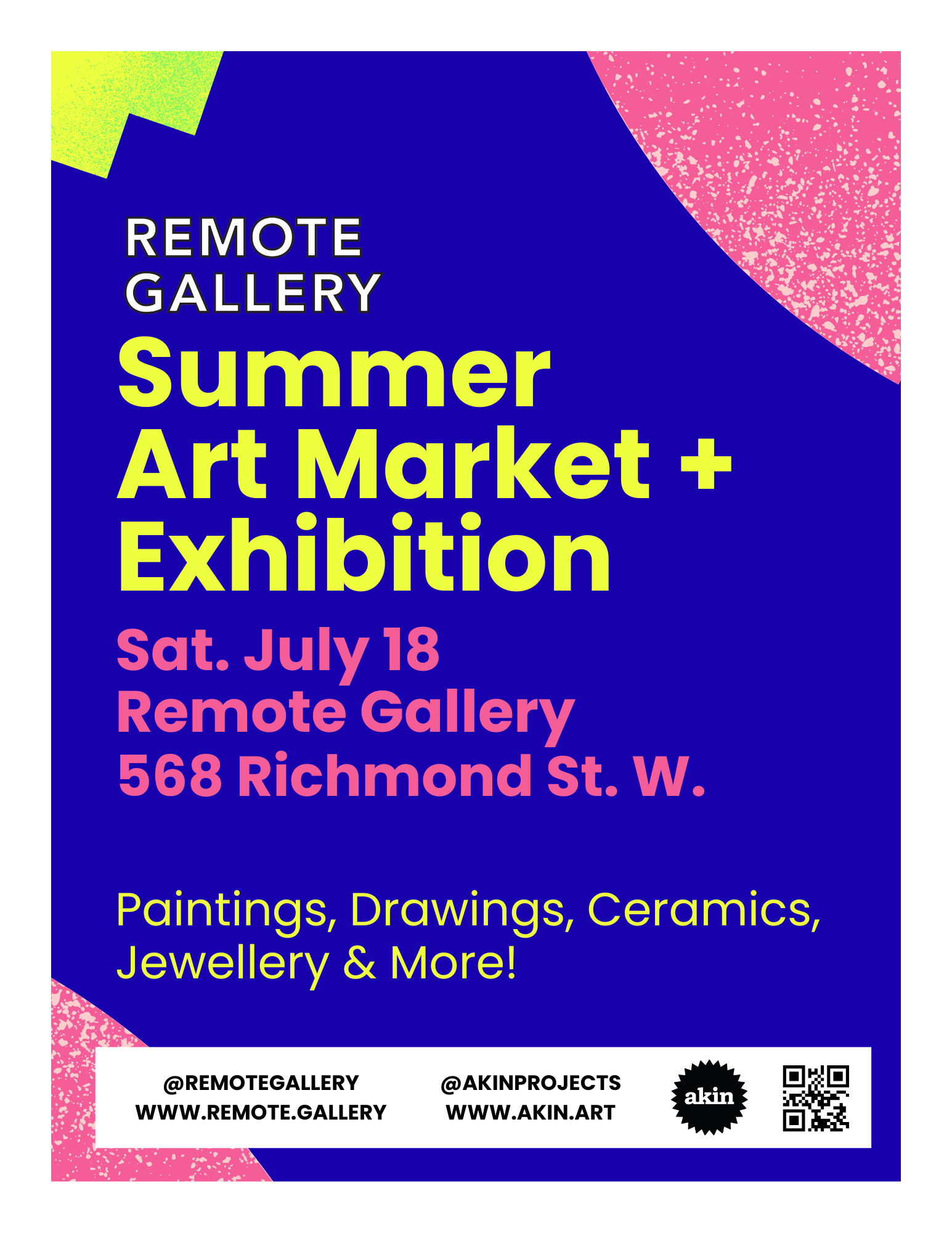 Art Market Event Poster Blue background with coloured text