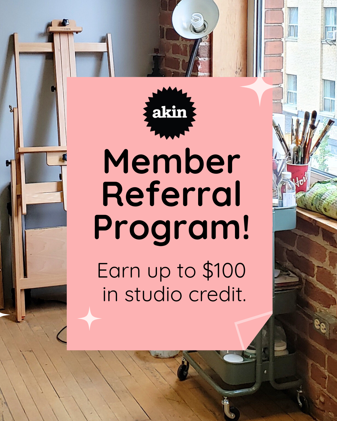 Member Referral Program Akin art studios toronto for rent