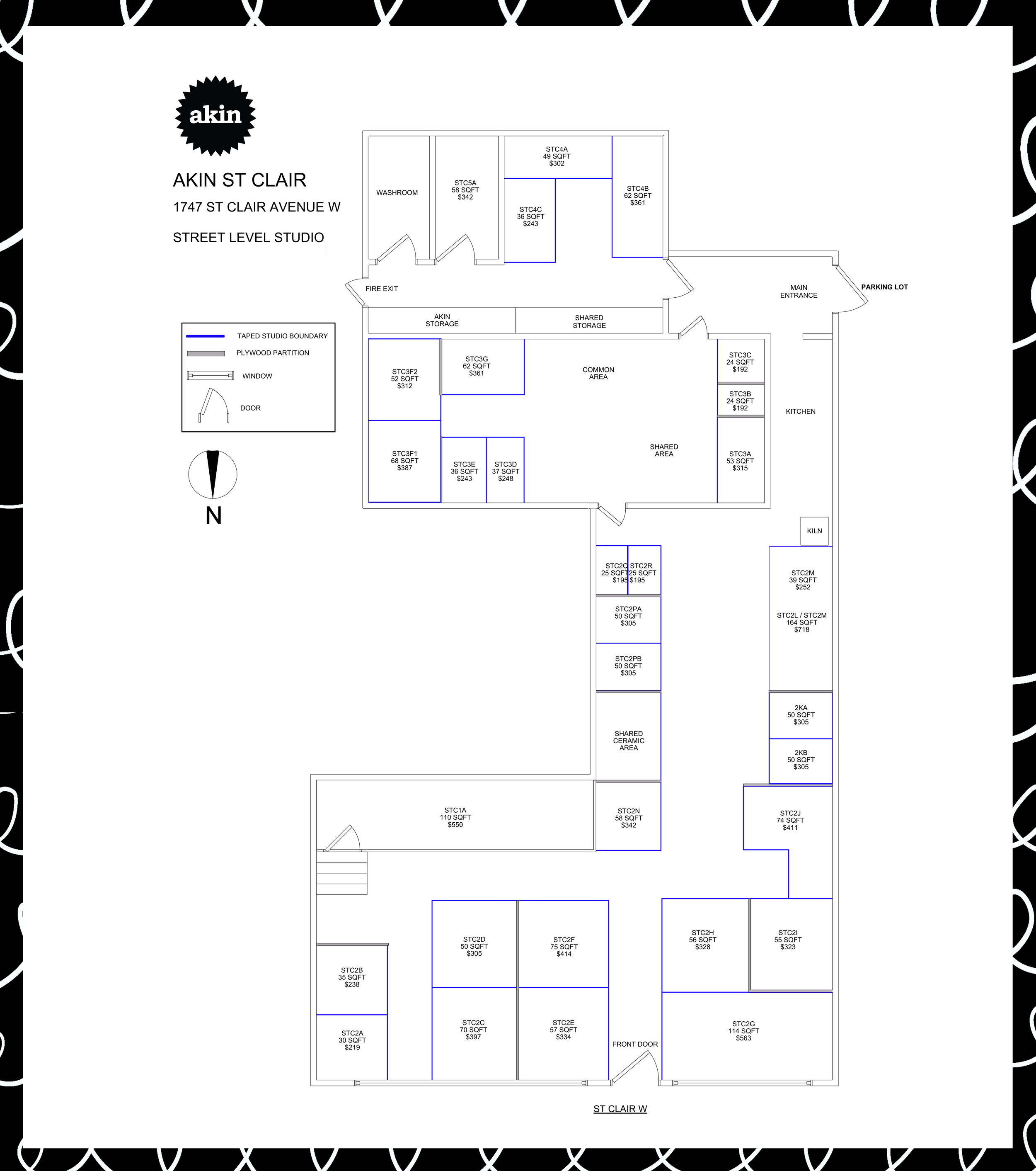 Floorplan Akin Art Studio for rent Toronto