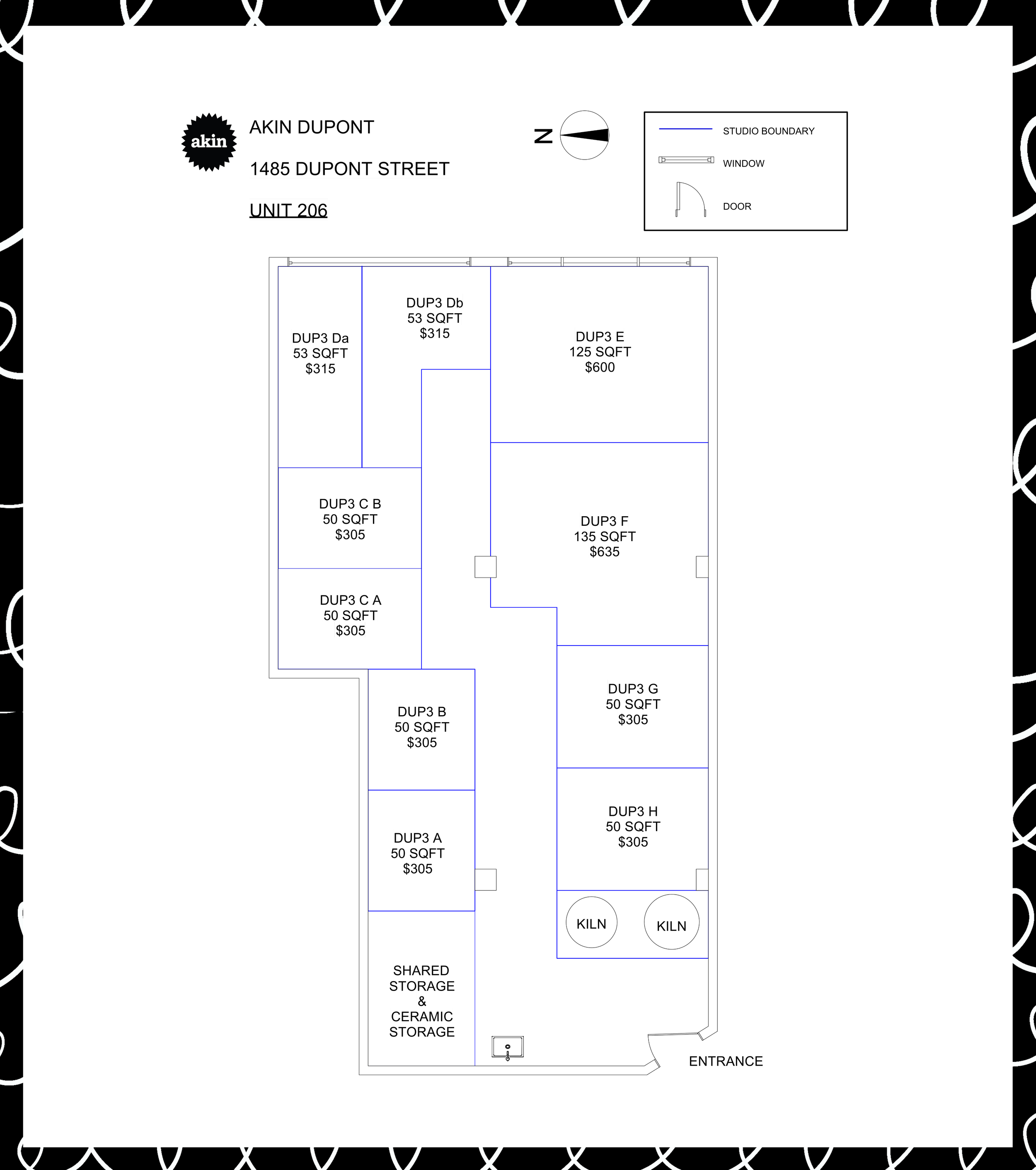 Floorplan Akin Art Studio for rent Toronto