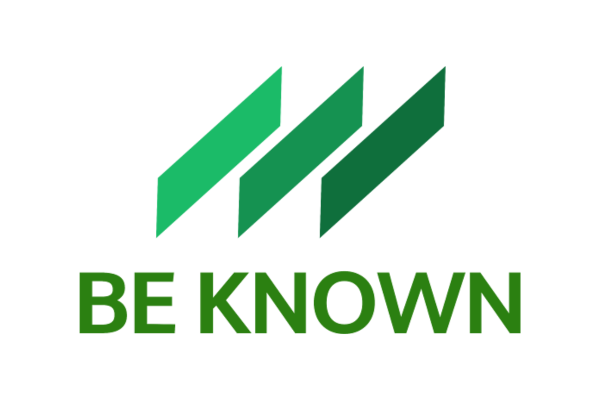 Green logo for Be Known marketing agency