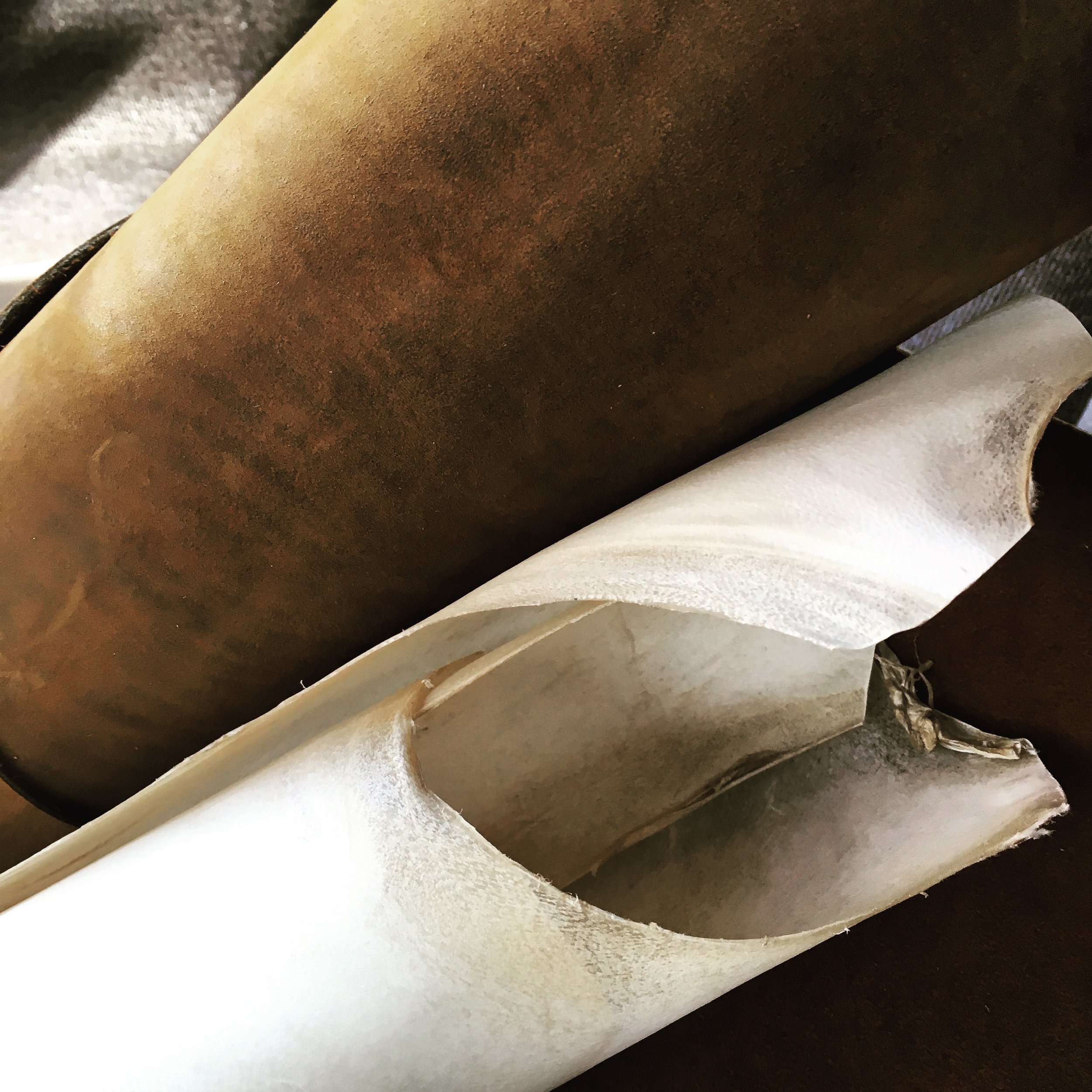 Leather and vellum.