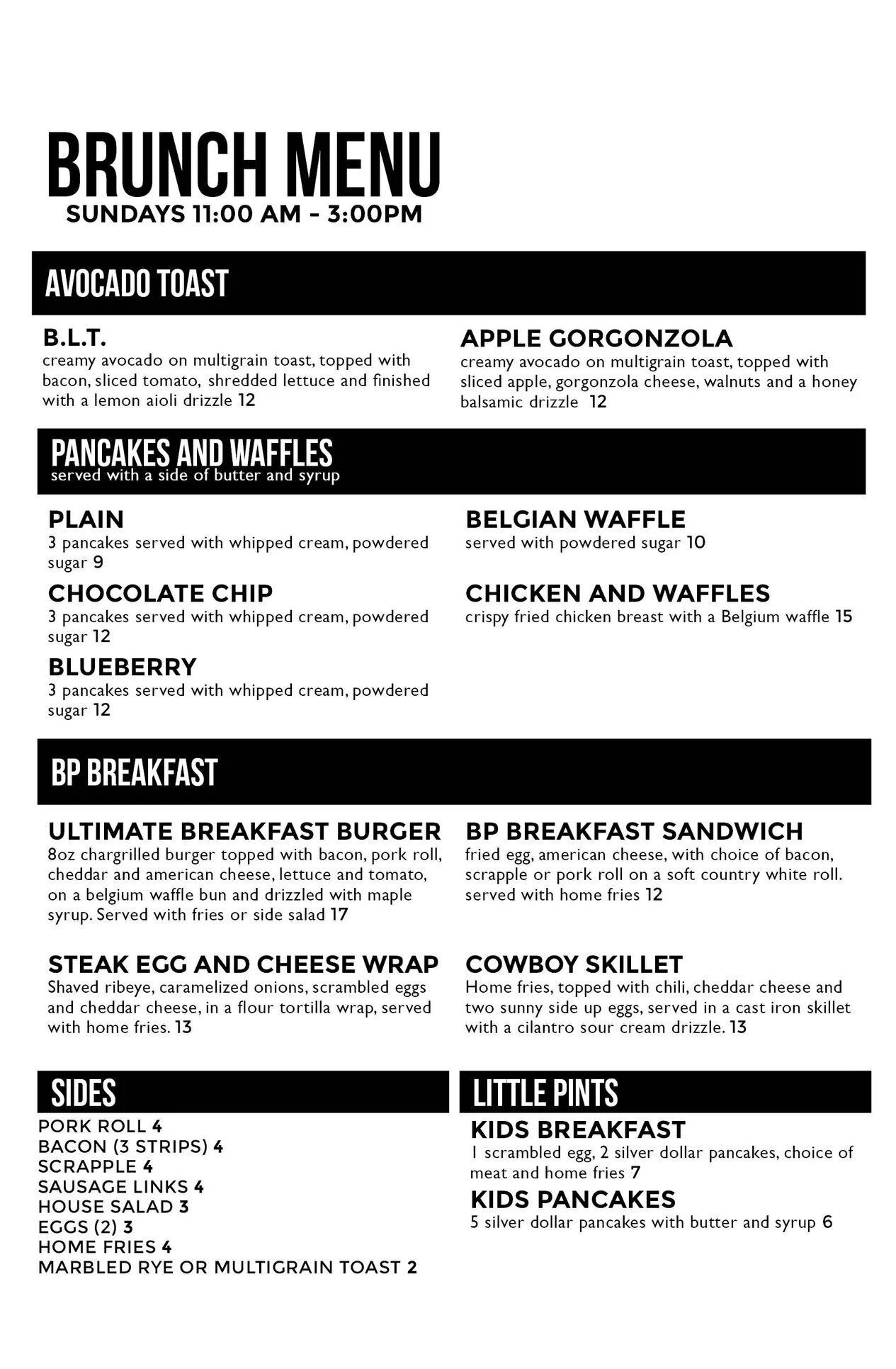 Brunch Menu Bridgeport Brewpub — Conshohocken Brewing Company