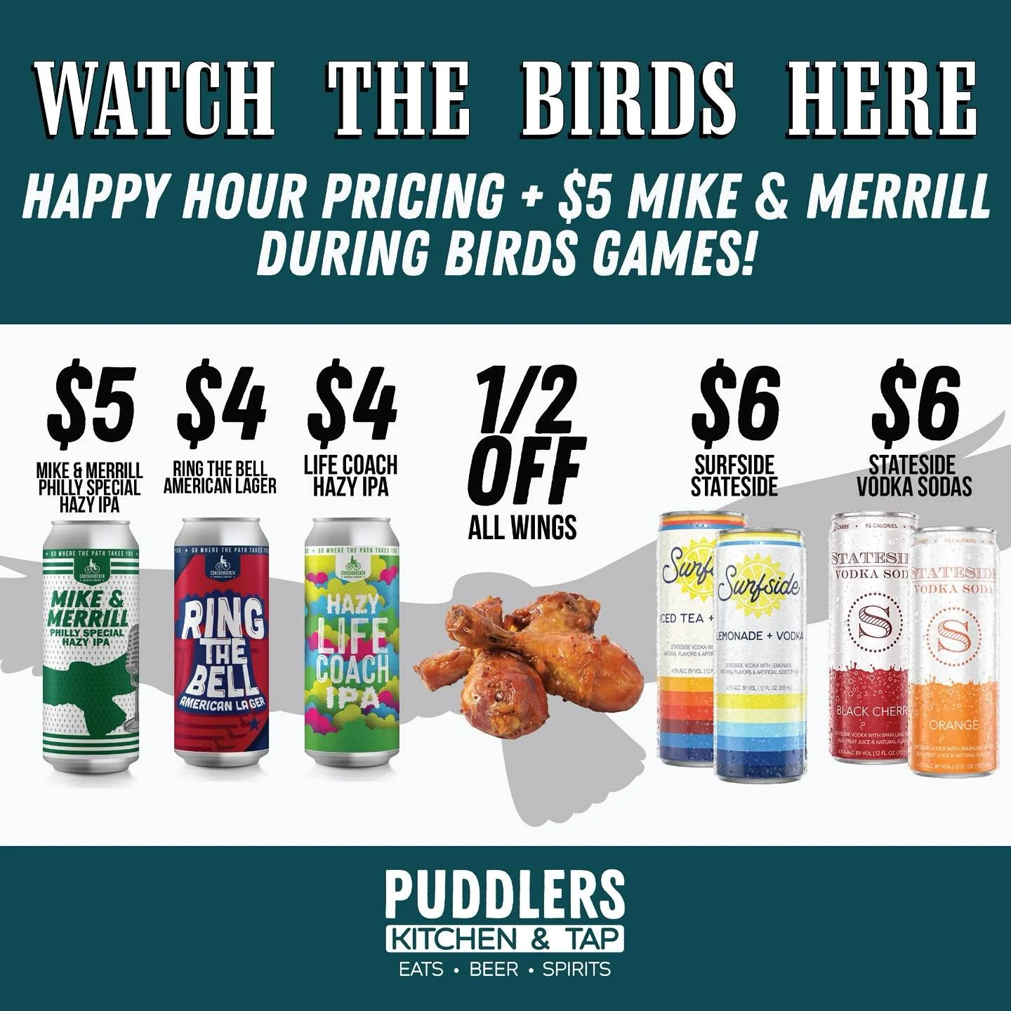 𝗧𝗛𝗨𝗥𝗦𝗗𝗔𝗬 𝗡𝗜𝗚𝗛𝗧. 𝗦𝗘𝗔𝗦𝗢𝗡 𝗢𝗣𝗘𝗡𝗘𝗥. 🏈🦅
Eagles vs. Dallas &mdash; catch it at PK&amp;T with game-day specials, including $𝟱 𝗠𝗶𝗸𝗲 &amp; 𝗠𝗲𝗿𝗿𝗶𝗹𝗹 pints.