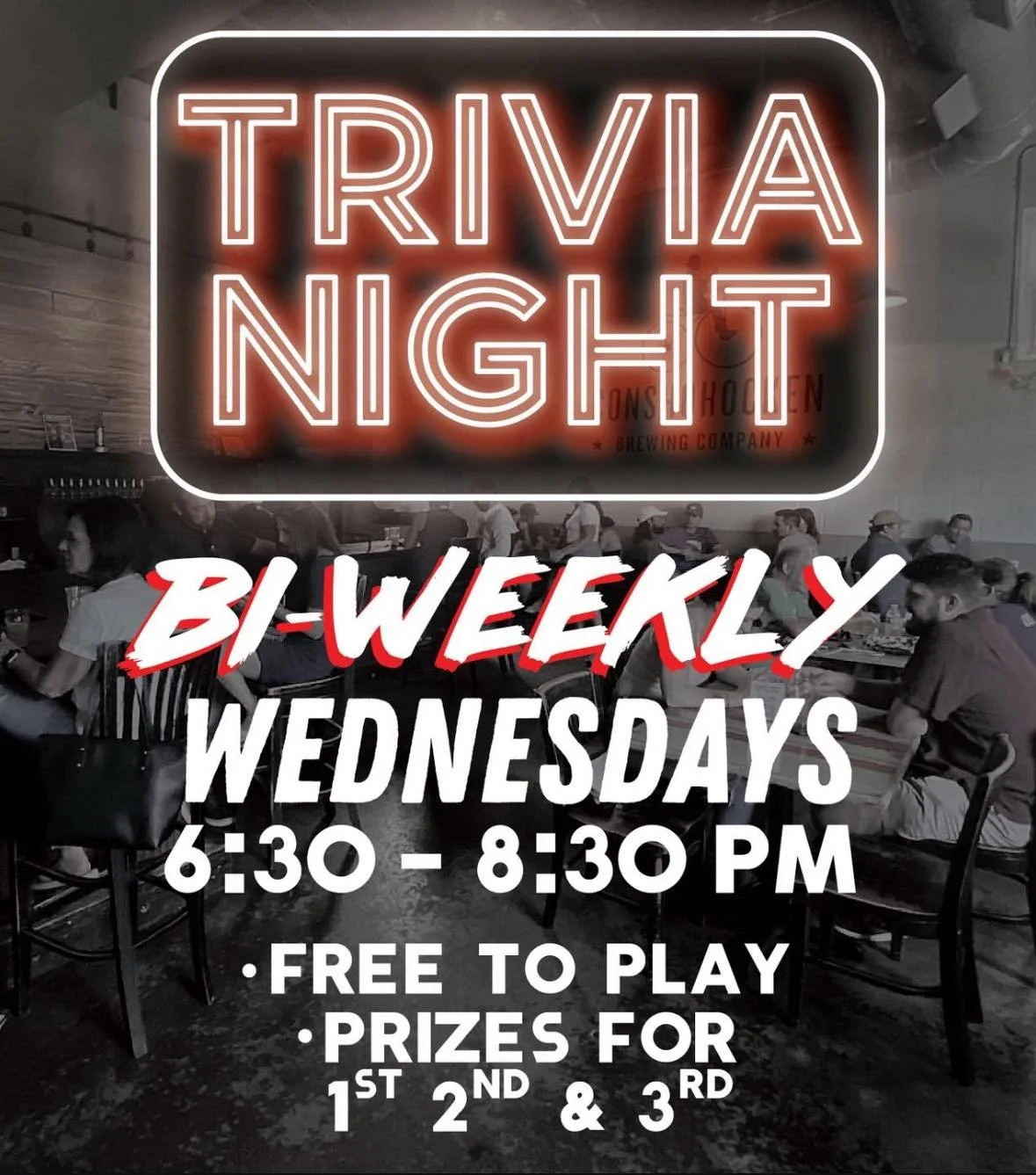 TRIVIA TONIGHT ✅
👉 Kicks off at 6:30
👉 Prizes for 1st, 2nd &amp; 3rd place
Bring your crew, grab a pint, and show off those brain cells.