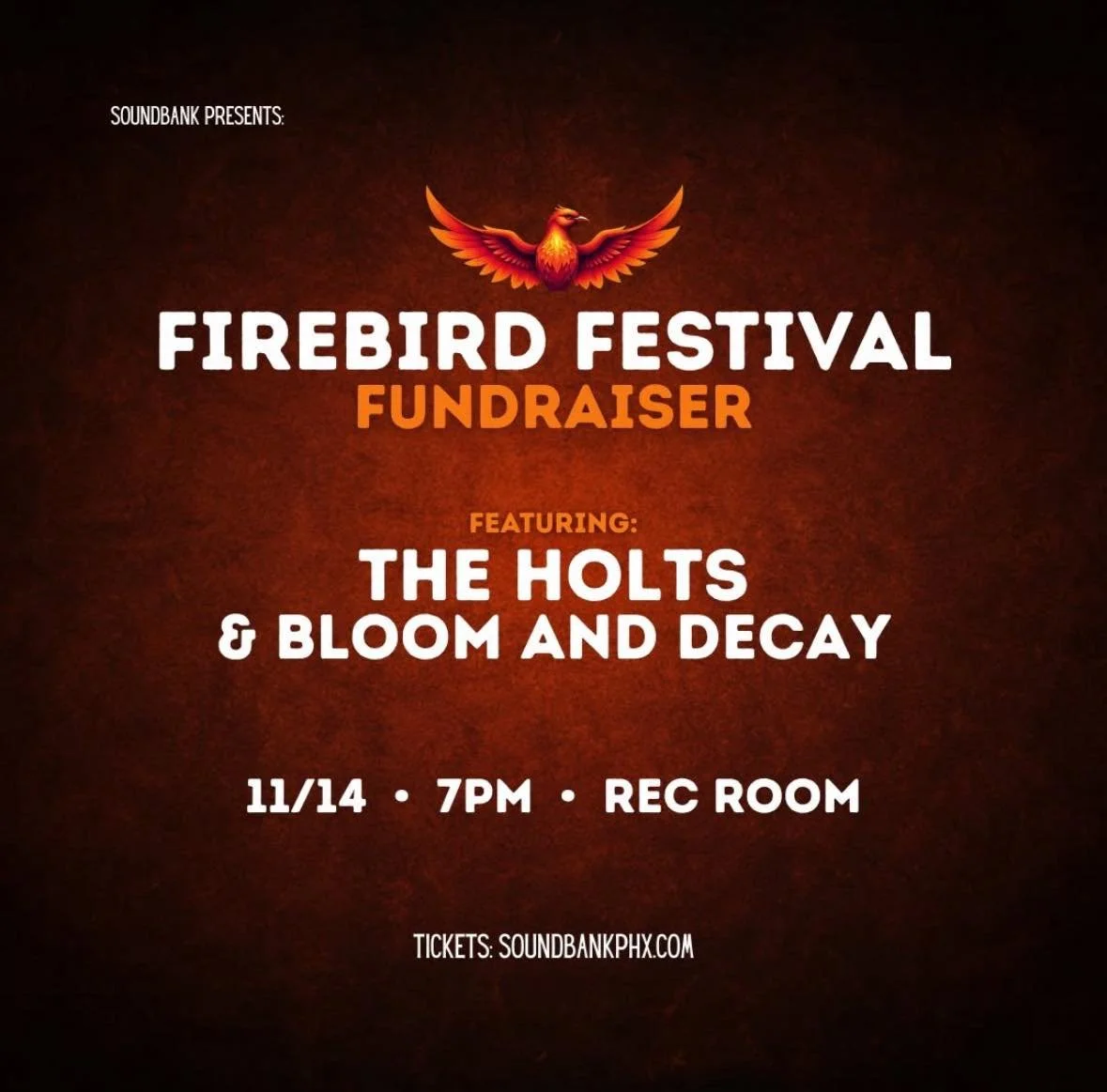 Phoenixville, let&rsquo;s light it up 🔥 @soundbankpresents a stacked night of live music at Rec Room tonight at 7PM in support of the 2025 @firebirdfestival!

On stage:
🎤 @theholtsmusic &mdash; upbeat, fun, and full of heart
🎤 @bloomanddecayband &