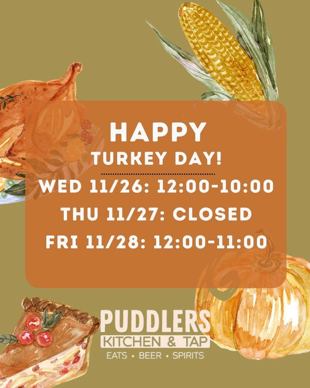 PK&amp;T is here for all your pre- and post-Thanksgiving hangs. We&rsquo;re closed on the holiday, but open the rest of the week for eats, drinks, and fun 🦃🍻