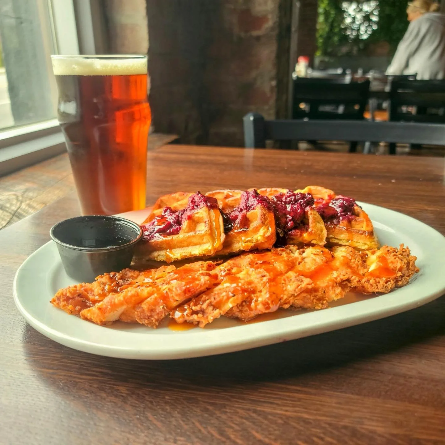 Crispy. Fluffy. Sweet. Spicy.

PK&amp;T&rsquo;s Chicken &amp; Waffles hits every note &mdash; Belgian waffle, buttermilk fried chicken, berry compote, and our signature sriracha Dijon syrup drizzle. Stop in and try it this weekend.