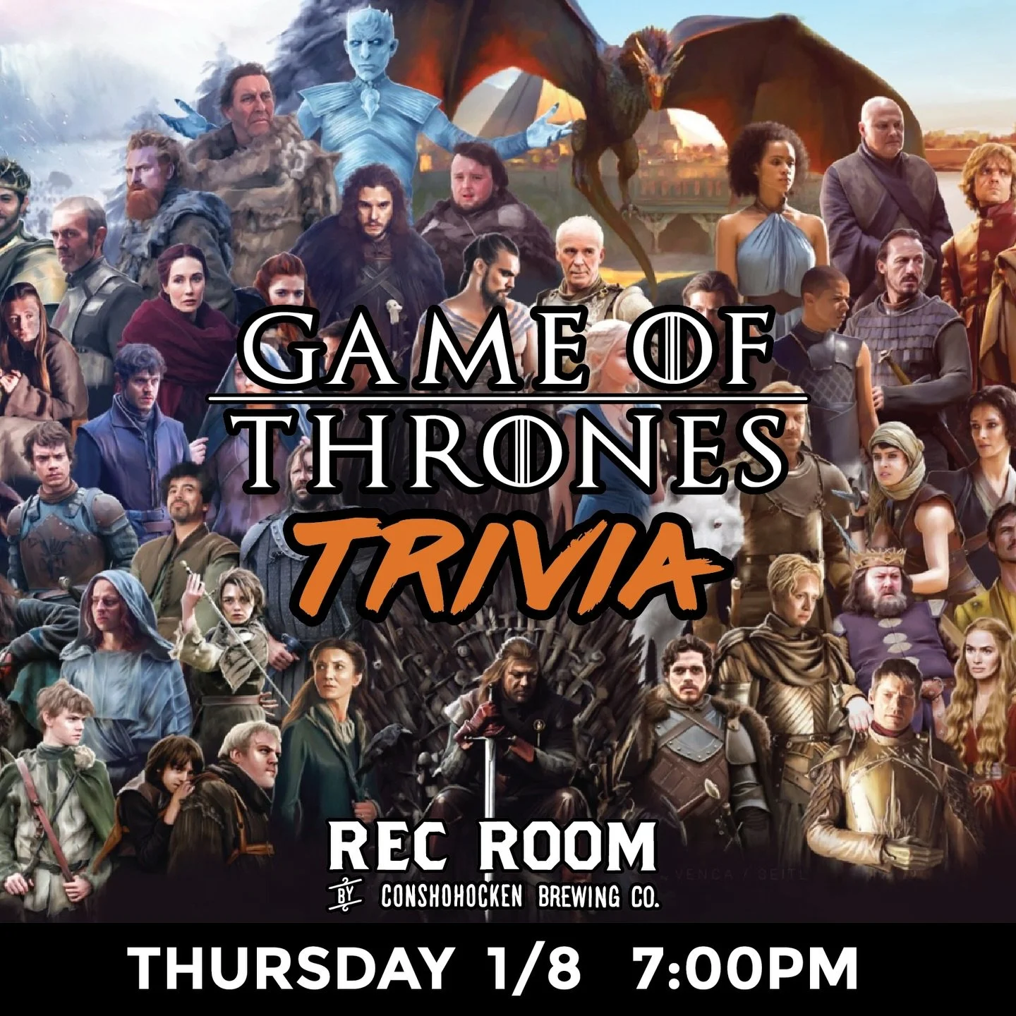Do you drink and know things?🍻Gather your house, raise a glass, and join us Thursday at 7 PM for Game of Thrones Trivia! ⚔️

𝑻𝒉𝒆 𝒏𝒊𝒈𝒉𝒕 𝒊𝒔 𝒅𝒂𝒓𝒌 𝒂𝒏𝒅 𝒇𝒖𝒍𝒍 𝒐𝒇&hellip; 𝒕𝒓𝒊𝒗𝒊𝒂 𝒒𝒖𝒆𝒔𝒕𝒊𝒐𝒏𝒔.