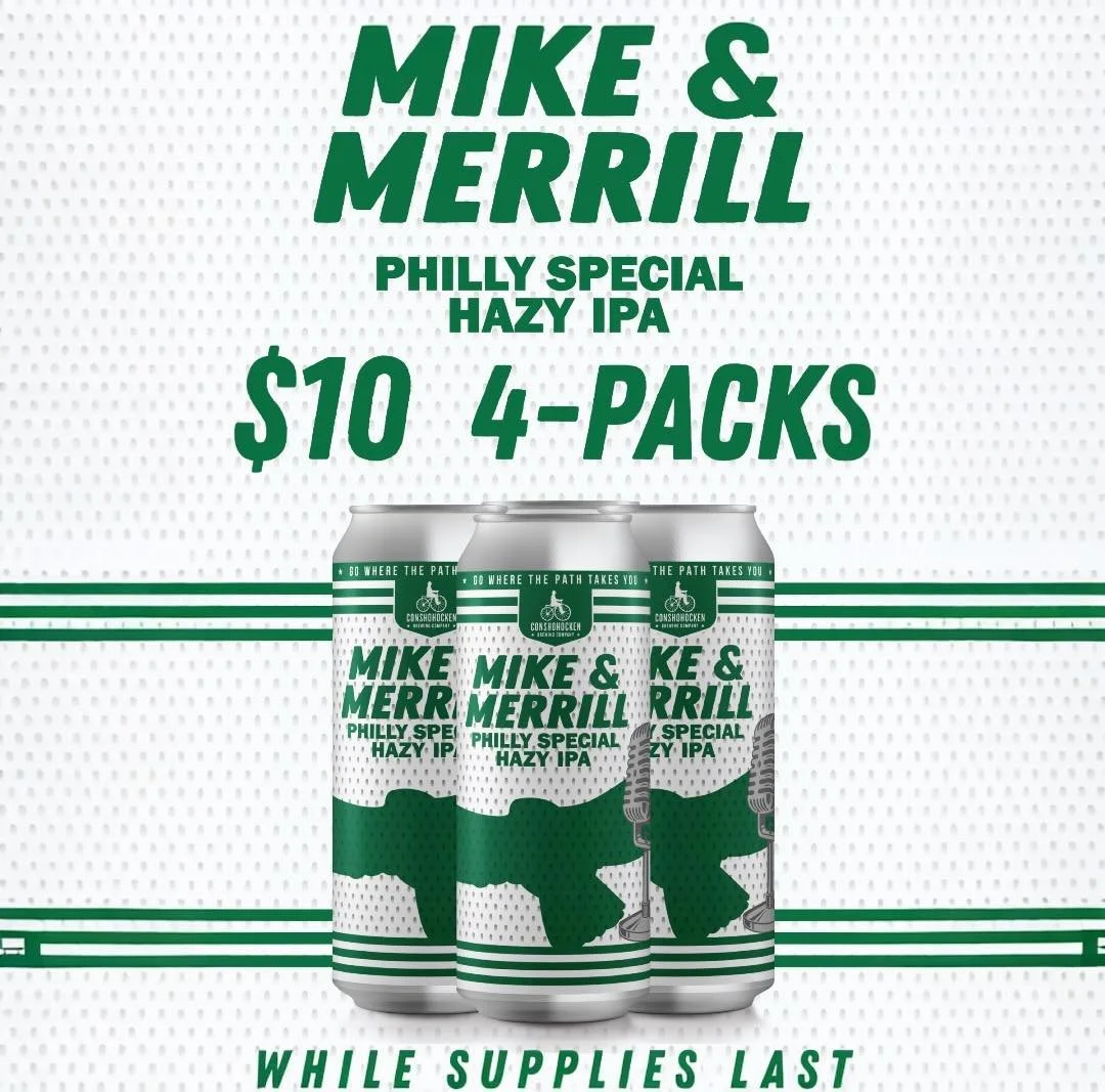Stock the fridge. Mike &amp; Merrill Philly Special Hazy IPA &mdash; $10 four-packs at KOP. While supplies last 🍻