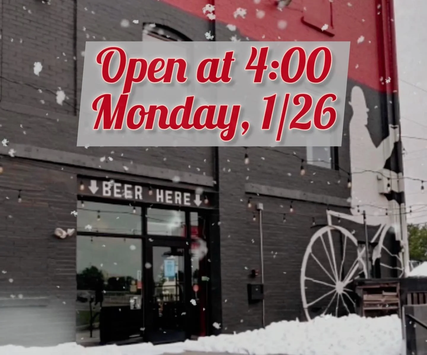 Hope everyone enjoyed the snow day! We&rsquo;re back at it today with a late start- doors open at 4:00. Shake off the cabin fever and come hang 🍻🍔