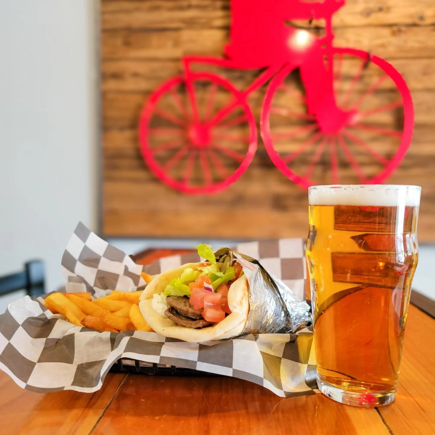 However you pronounce it, our gyro hits the spot. Grilled pita, traditional gyro meat, housemade tzatziki, and all the good stuff. Come grab one at KOP Tap Room 🍻