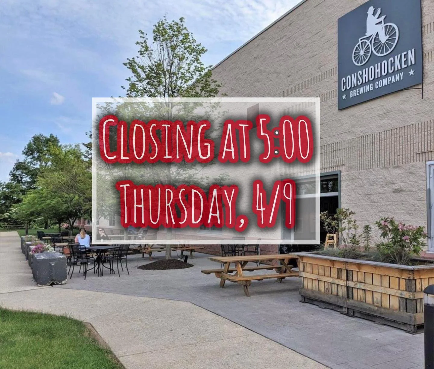 We&rsquo;re closing at 5:00pm tonight for a private event. 

Looking for dinner and drinks? Head to @puddlerskitchenbridgeport just up the road in Bridgeport, they&rsquo;ve got you covered 🍻🍔