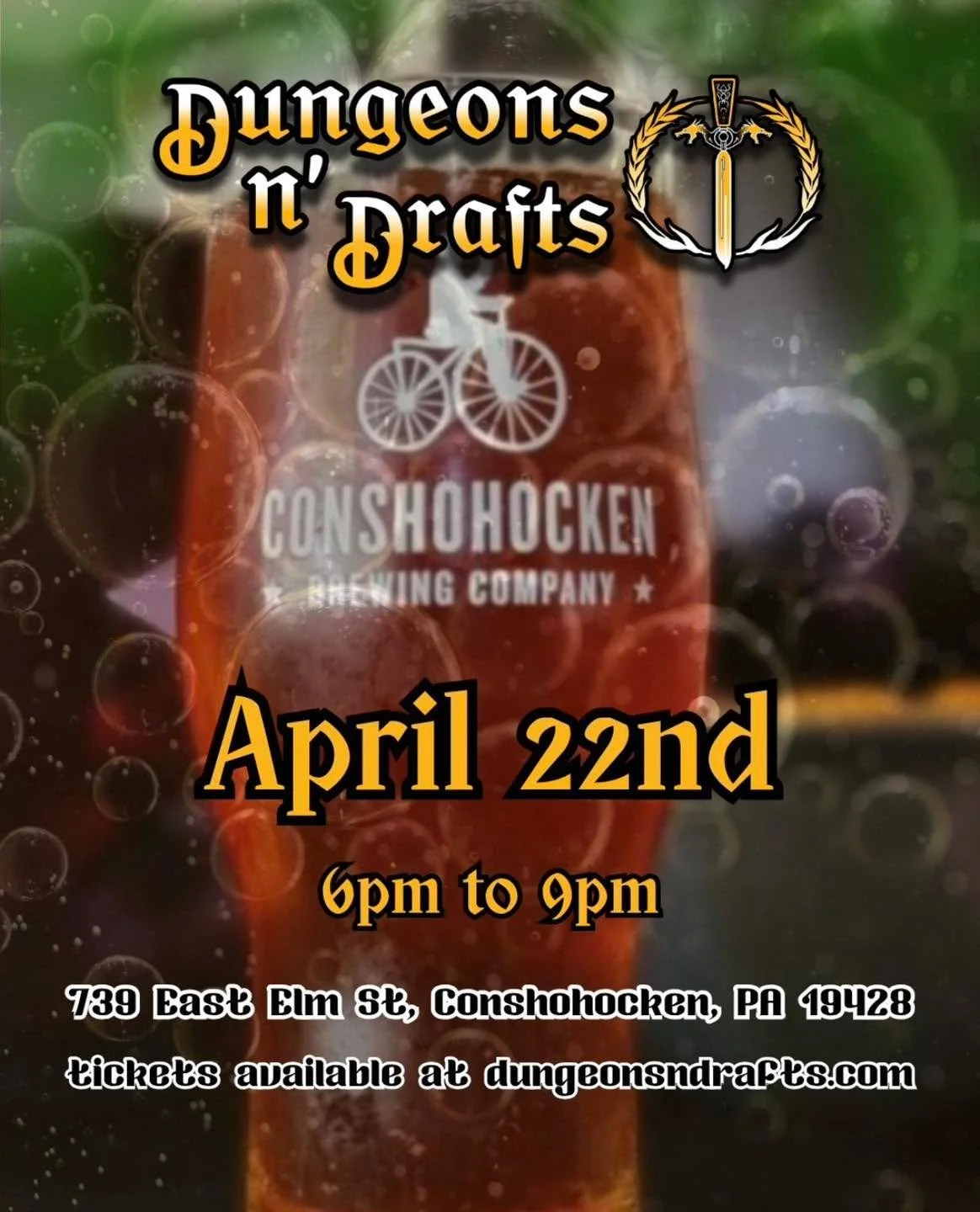 @dungeons.n.drafts.phl returns to the Tap Room on April 22 from 6&ndash;9pm. Whether you&rsquo;re a seasoned adventurer or brand new to the game, all are welcome at the table. 

Tickets are available now at dungeonsndrafts.com. 🐉