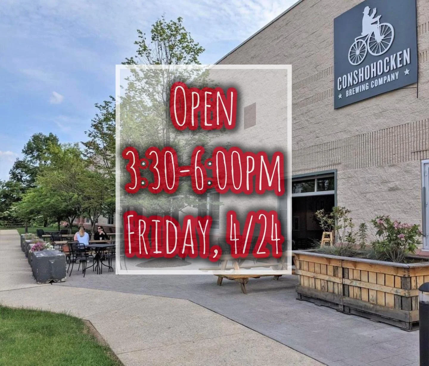 Private events have us booked at the start and end of the day, so the KOP Tap Room will be open today from 3:00&ndash;6:30pm 🍻

Swing by for a late lunch, happy hour, or an early dinner and a pint&mdash;we&rsquo;ll see you in between! During the off