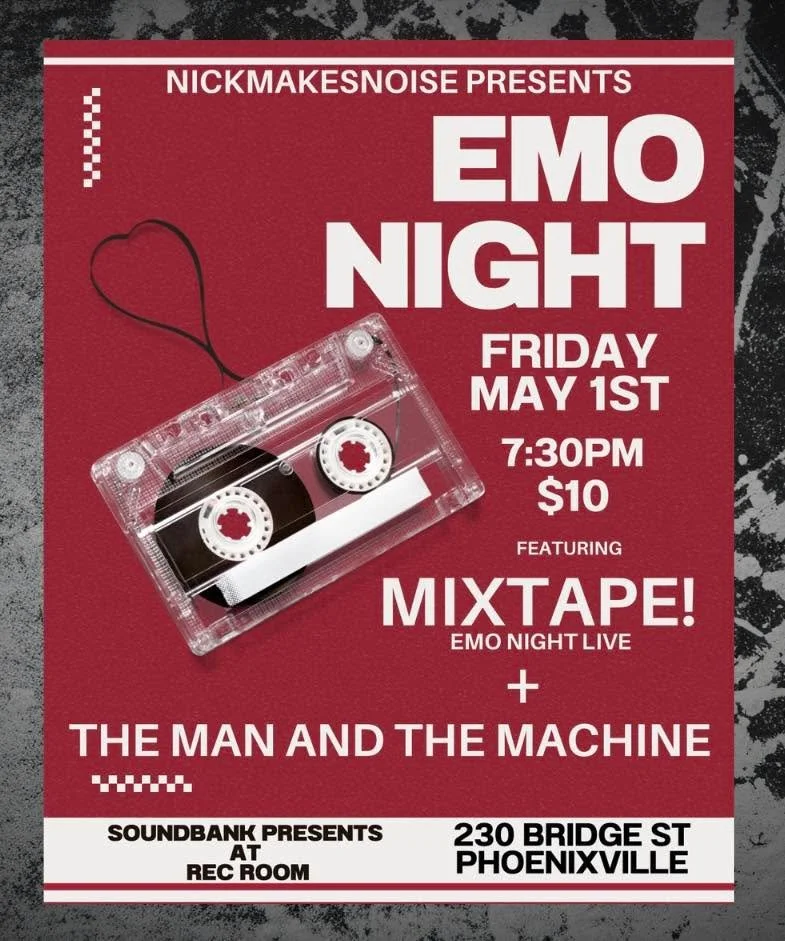 It&rsquo;s not a phase, it&rsquo;s Emo Night at Rec Room 🖤⚡️

Mixtape is back with two stacked sets of sing-alongs (plus some new additions), and The Man and The Machine is starting the night.

📆: Friday, May 1st
⏰: 7:30
🎟️: soundbankphx.com