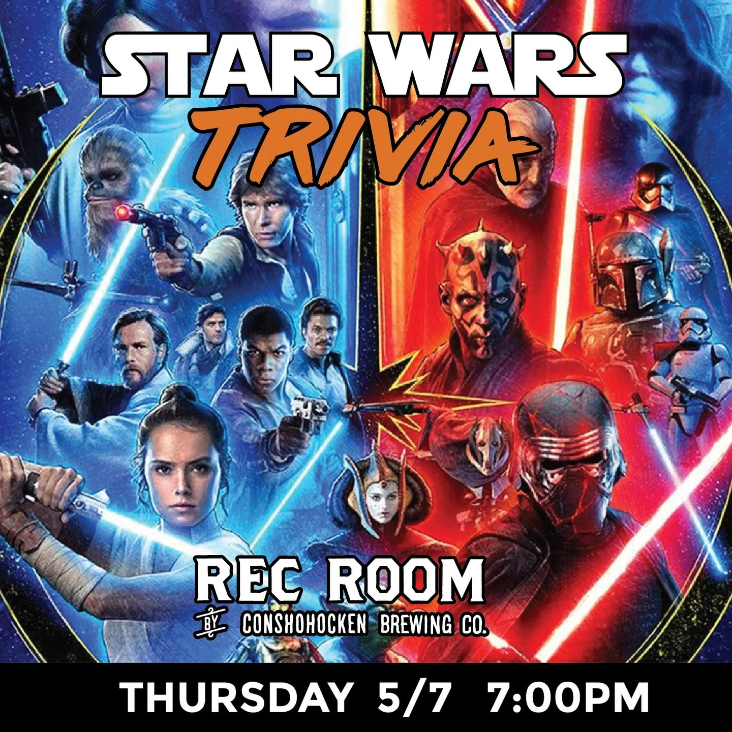 𝙏𝙝𝙞𝙨 𝙞𝙨 𝙩𝙝𝙚 𝙩𝙧𝙞𝙫𝙞𝙖 𝙮𝙤𝙪&rsquo;𝙧𝙚 𝙡𝙤𝙤𝙠𝙞𝙣𝙜 𝙛𝙤𝙧 👋

Star Wars Trivia takes over Rec Room this Thursday at 7 PM. We&rsquo;re pulling questions from across the galaxy, so bring a crew that knows their stuff. And if your team s