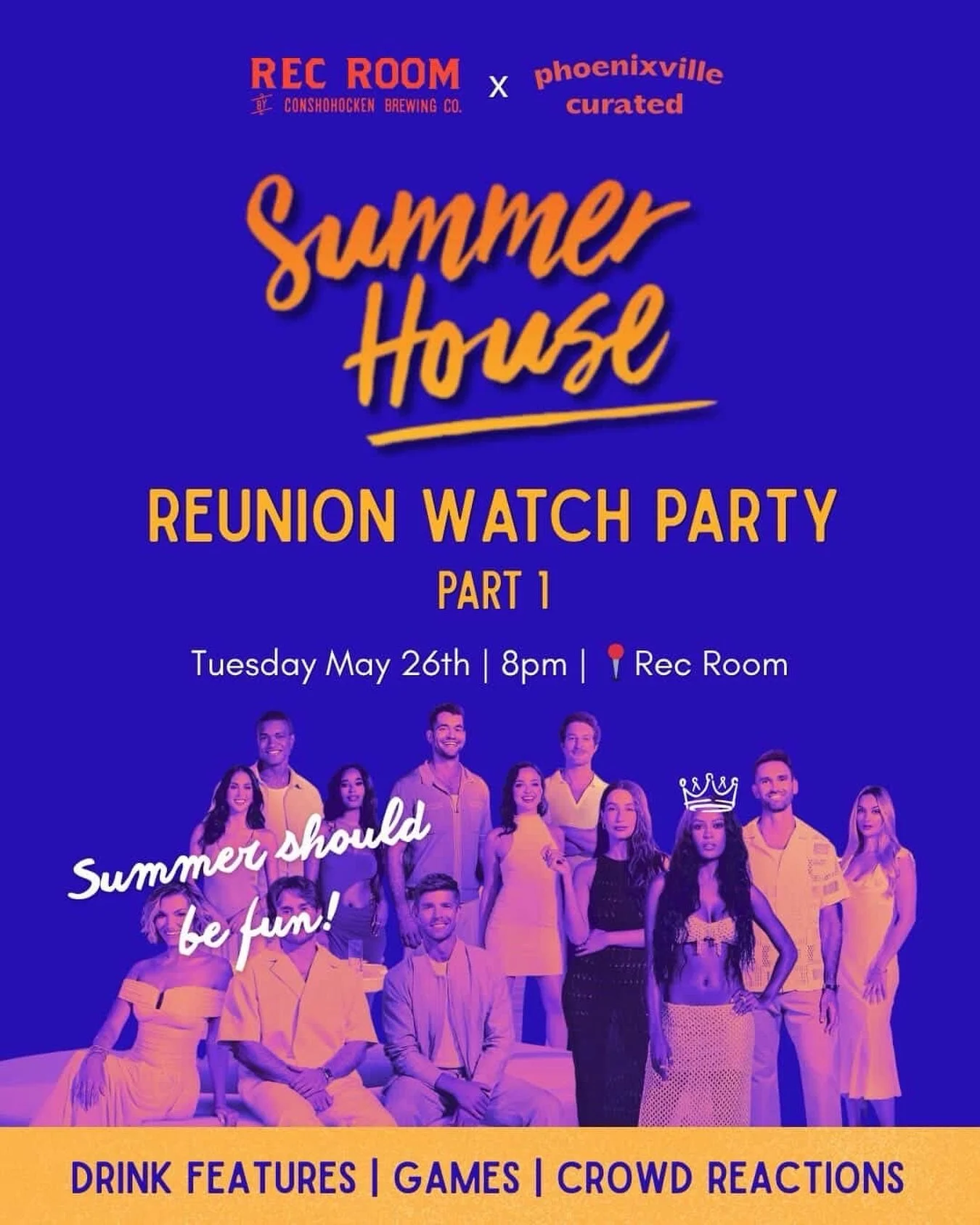 Summer should be fun 👏👏 Missing the Summer House Reunion Watch Party at Rec Room? NOT FUN 👏👏

We&rsquo;re teaming up with @phoenixvillecurated for a Summer House Reunion Watch Party and trust us&hellip; you do not want to activate us.

Join us Tu