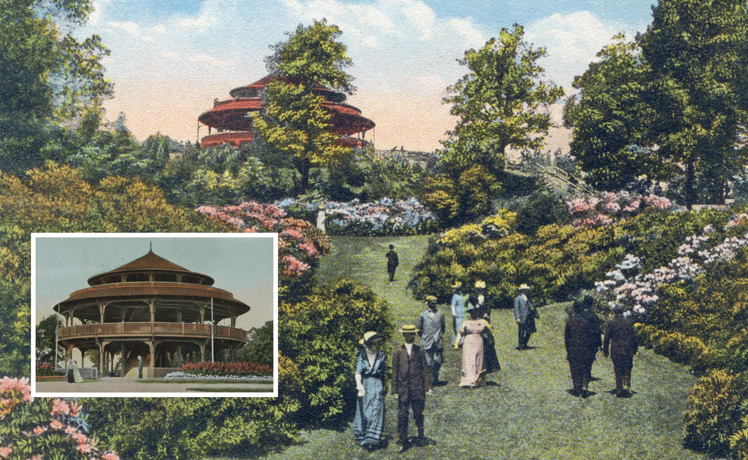 Inset courtesy of HPC Archives | Postcard courtesy of Roc Public Library—LHD  | c. 1900