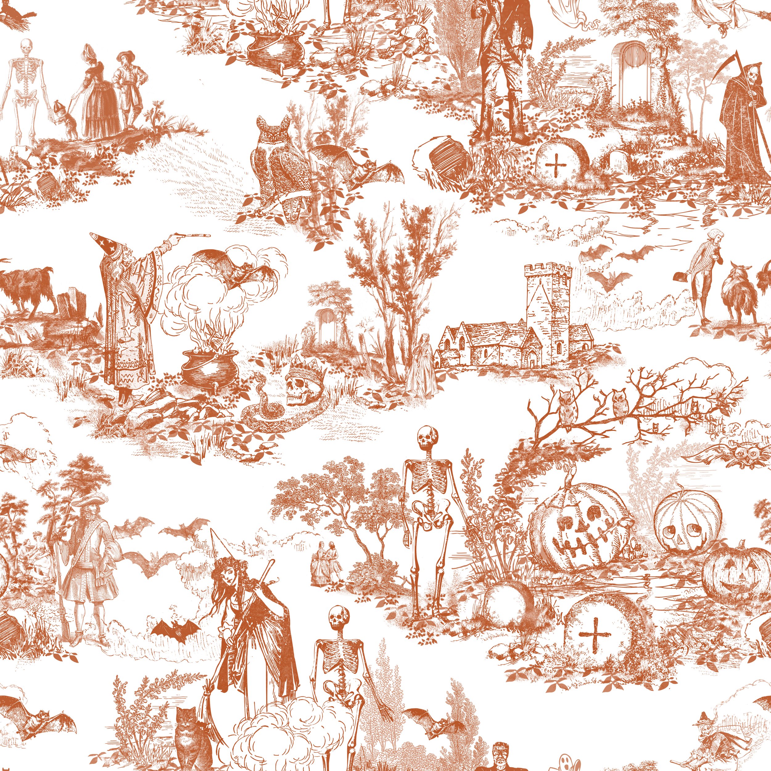 Embrace the Spooky Season with a Unique Halloween Toile de Jouy Pattern