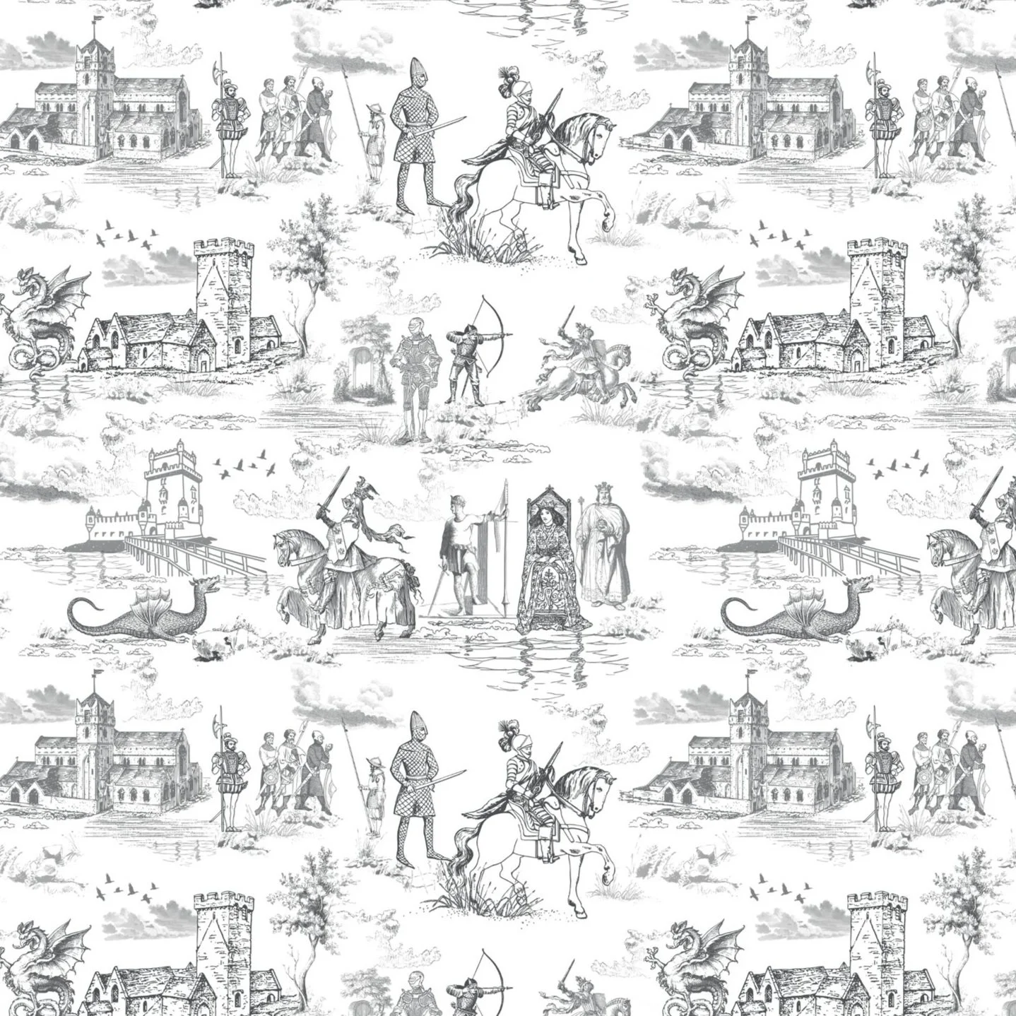 Unveiling the Knight in Shining Armor Toile de Jouy Pattern – A Medieval Fantasy for Modern Design