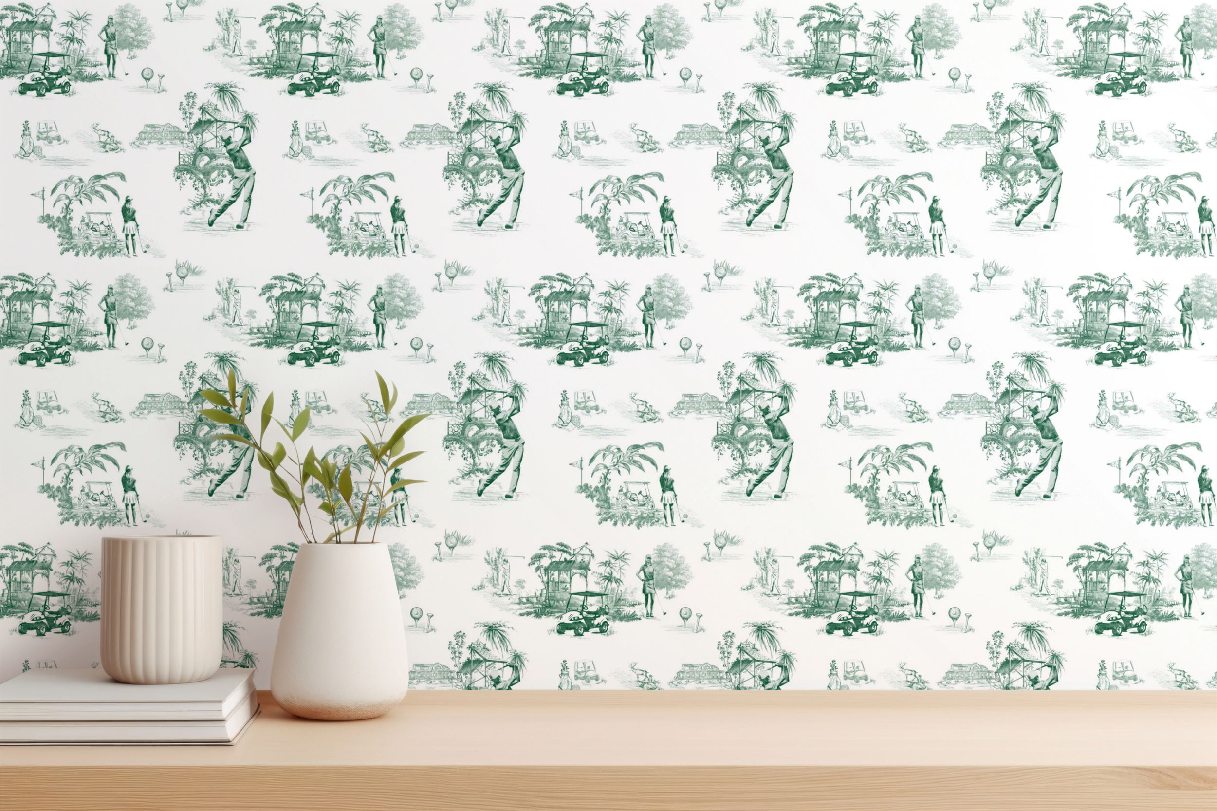 Bring the Love of Golf Home with Our Golf Toile de Jouy Pattern on Spoonflower