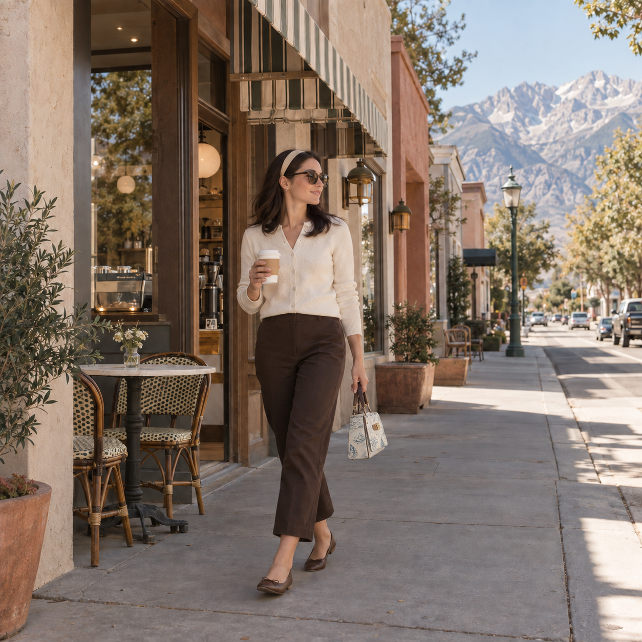 Bishop café stroll with toile handbag.png