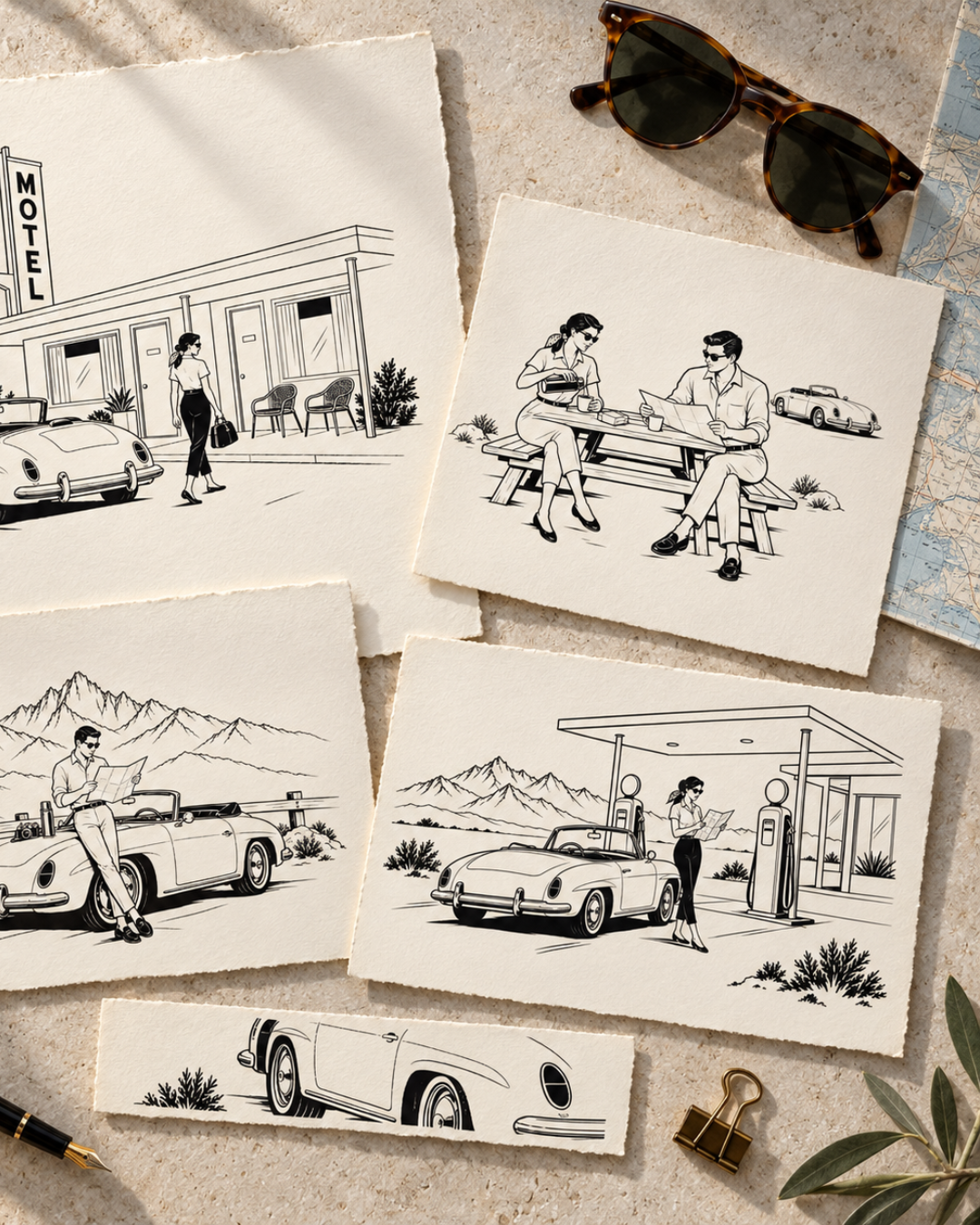 Hughes Studio POst Crad Sketches