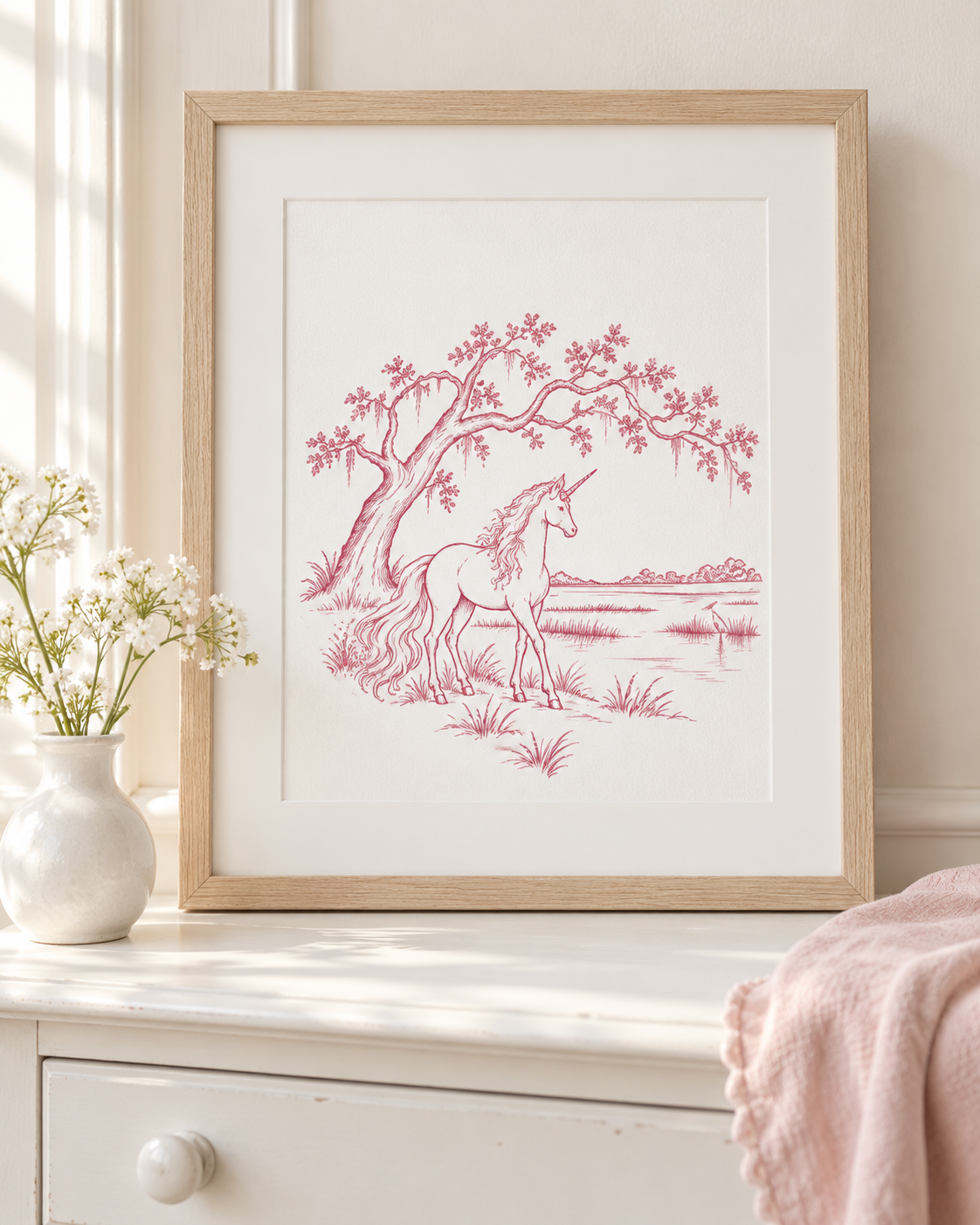 Framed live oak unicorn