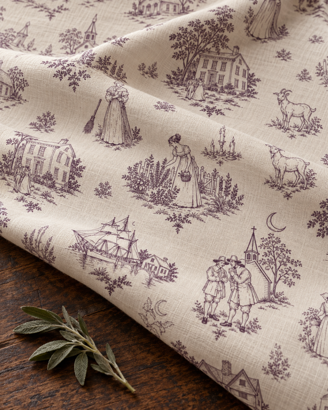 Salem Witches Toile pattern cloth