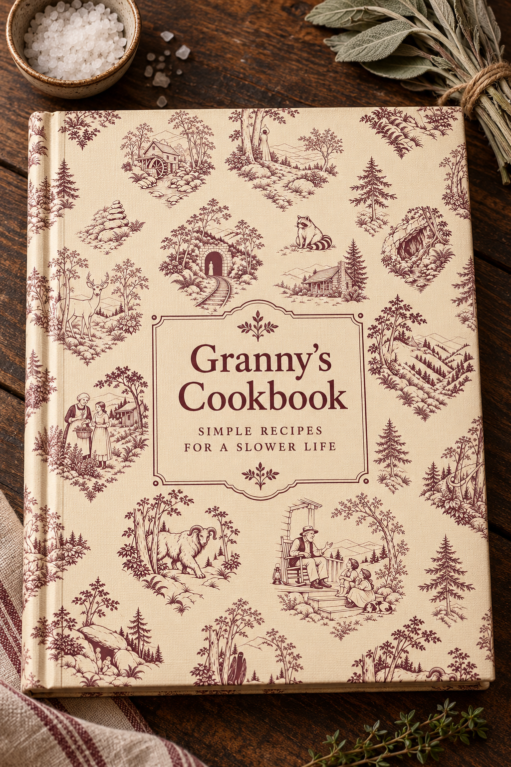 Granny’s Cookbook Featuring Appalachian Folklore Toile | Hughes Studio