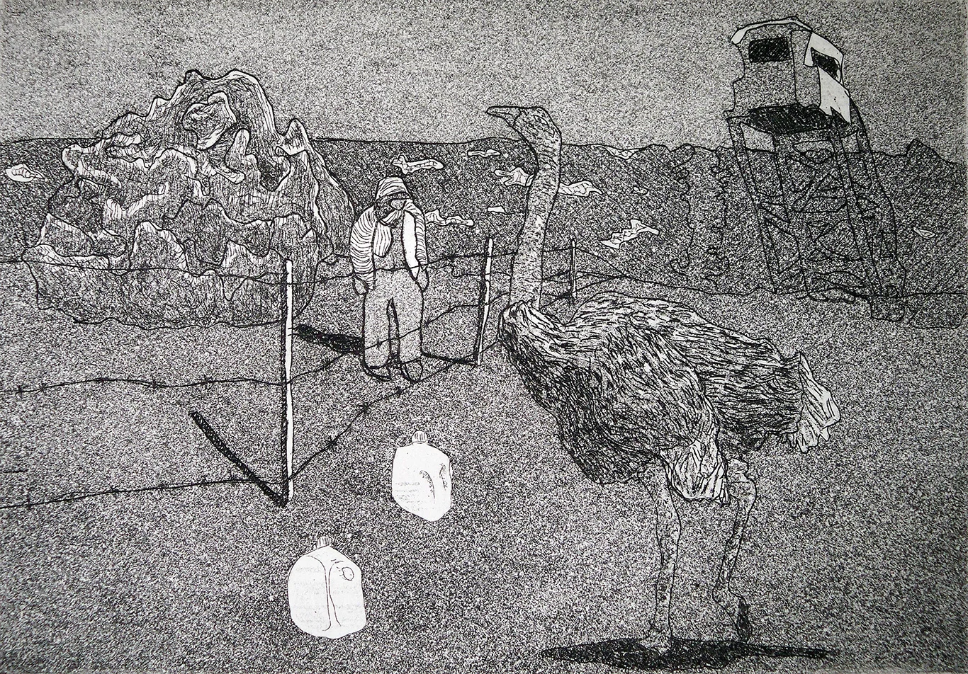 Encounter. Etching, 10 x 18 inches, edition of 5. 2009/10