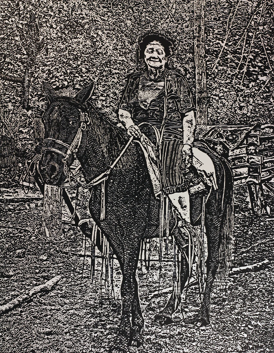 RIDER. Woodcut. 48 x 60 inches. Edition of 6. 2011